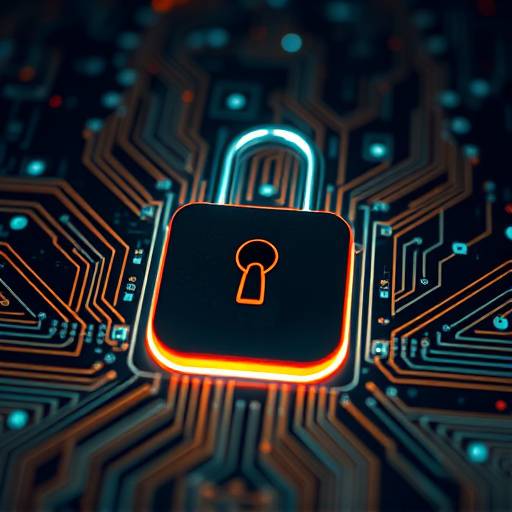 A lock icon overlaid on a computer circuit board, symbolizing cybersecurity concepts.