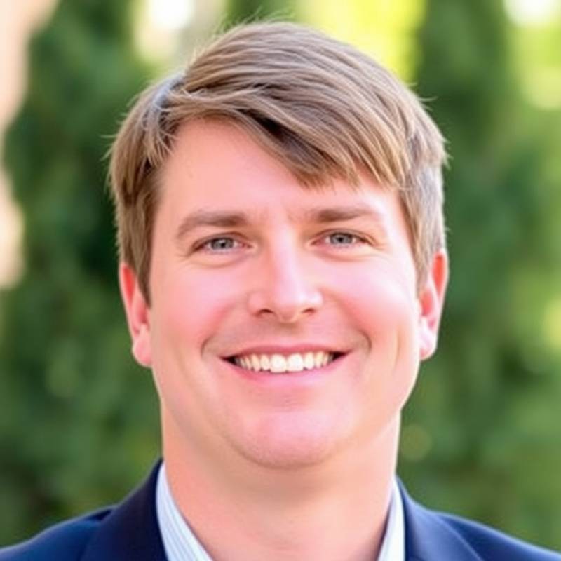 Headshot of Ben Miller, a smiling man with short brown hair, web development specialist.