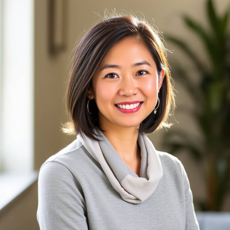 Headshot of Sarah Chen, the instructor for the Advanced Python Programming course.