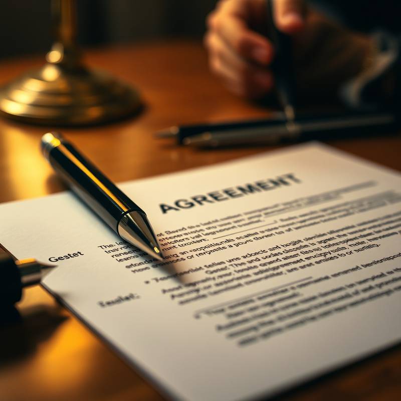 Image of a signed legal agreement on a desk, emphasizing the importance of reading terms.