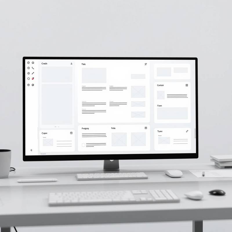 Screenshot of a user interface design in progress, showing wireframes and prototypes.